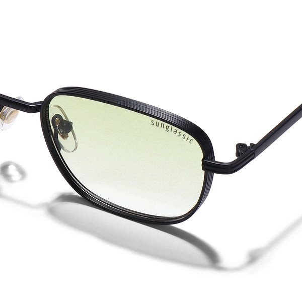 Regal Black Green Gradient Oval Sunglasses