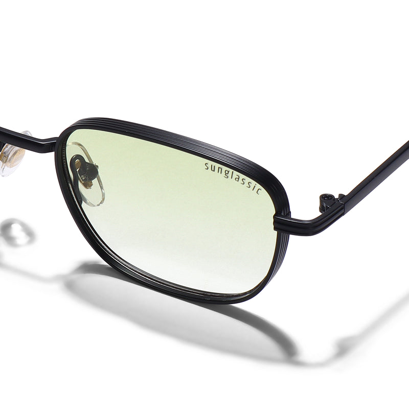 Regal Black Green Gradient Oval Sunglasses