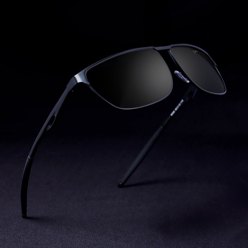 Drifter Black Polarized Rectangle Sunglasses