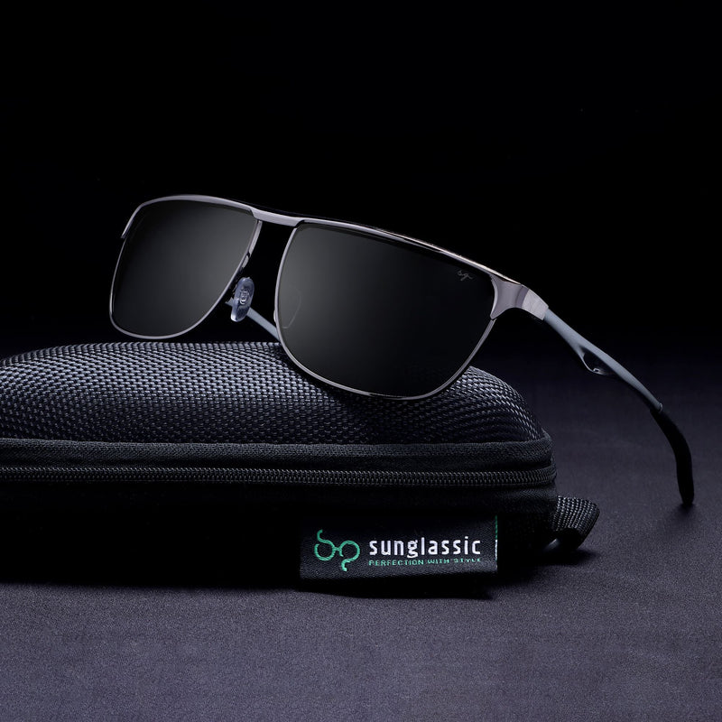 Drifter Grey Black Polarized Rectangle Sunglasses
