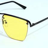 Heldish. Black Yellow Square Sunglasses
