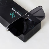 Heldish. Silver Black Square Sunglasses