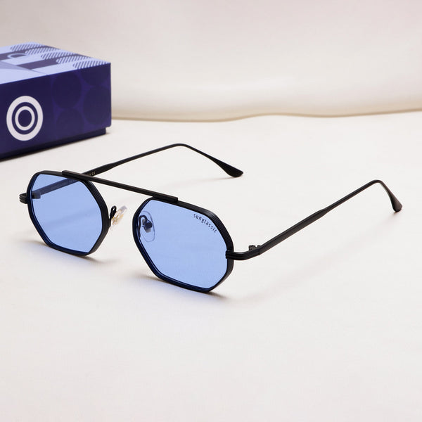 Hexa Black Blue Hexagon Sunglasses