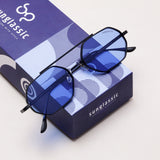 Hexa Black Blue Hexagon Sunglasses