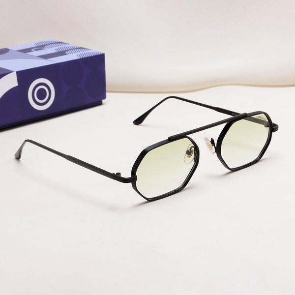 Hexa Black Green Gradient Hexagon Sunglasses