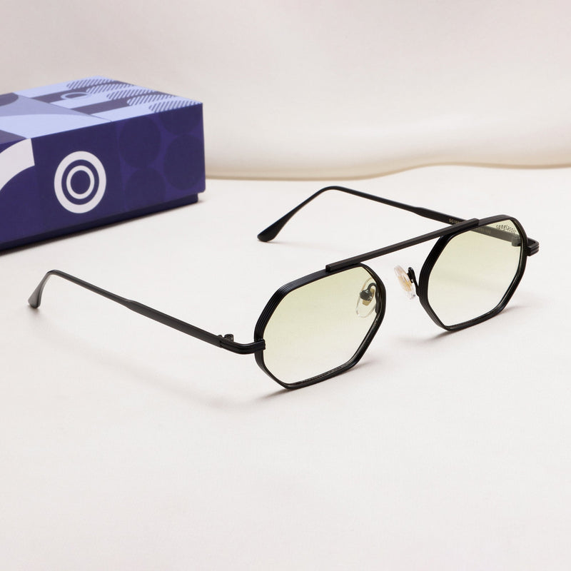 Hexa Black Green Gradient Hexagon Sunglasses