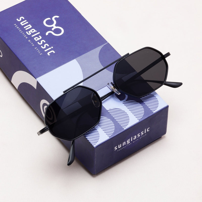 Hexa Full Black Hexagon Sunglasses