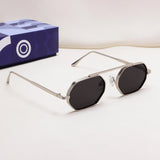 Hexa Silver Black Hexagon Sunglasses