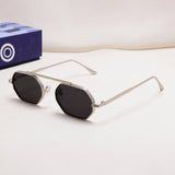 Hexa Silver Black Hexagon Sunglasses