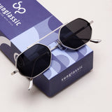 Hexa Silver Black Hexagon Sunglasses
