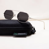 Hexa Silver Black Hexagon Sunglasses