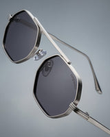 Hexa Silver Black Hexagon Sunglasses