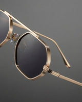 Hexa Gold Black Hexagon Sunglasses