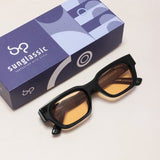 Milestone Black Orange Square Sunglasses