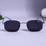 Drip. Silver Black Rectangle Sunglasses