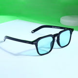 Kingsman black green square sunglasses worn - Sunglassic