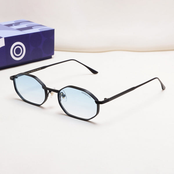 Opulent Black Blue Gradient Hexagon Sunglasses