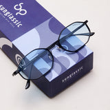 Opulent Black Blue Gradient Hexagon Sunglasses