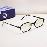Opulent Black Green Gradient Hexagon Sunglasses
