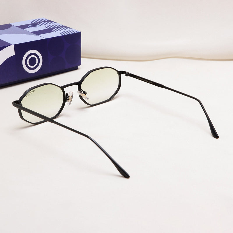 Opulent Black Green Gradient Hexagon Sunglasses