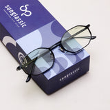 Opulent Black Green Gradient Hexagon Sunglasses