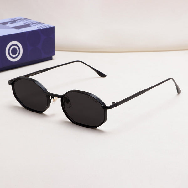 Opulent Full Black Hexagon Sunglasses