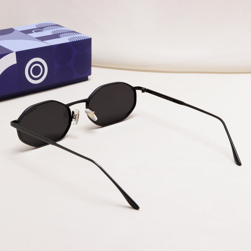 Opulent Full Black Hexagon Sunglasses