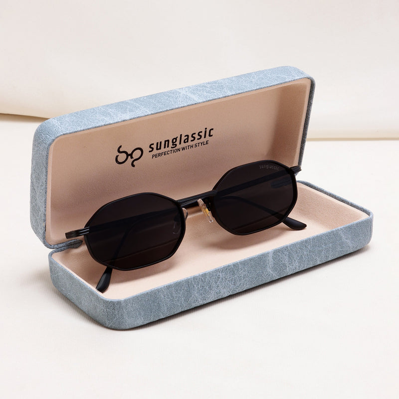 Opulent Full Black Hexagon Sunglasses
