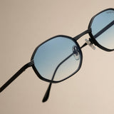 Opulent Black Blue Gradient Hexagon Sunglasses