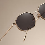 Opulent Gold Black Hexagon Sunglasses