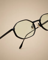 Opulent Black Green Gradient Hexagon Sunglasses