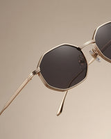 Opulent Gold Black Hexagon Sunglasses