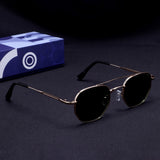 Phantom Gold Green Hexagon Sunglasses