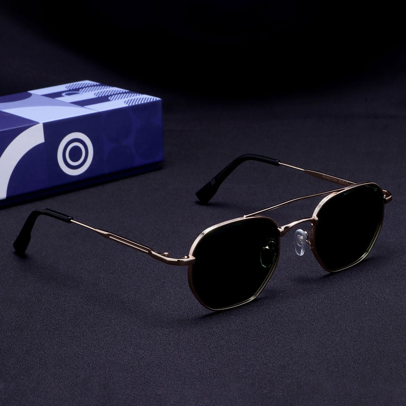 Phantom Gold Green Hexagon Sunglasses