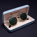 Phantom Gold Green Hexagon Sunglasses
