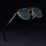 Phantom Gold Green Hexagon Sunglasses