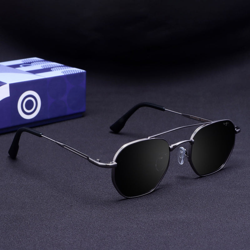 Phantom Gun Black Hexagon Sunglasses