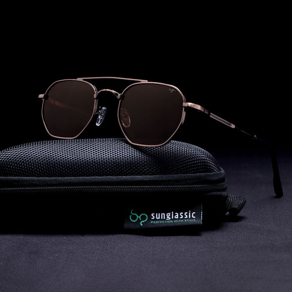 Phantom Gun Brown Hexagon Sunglasses
