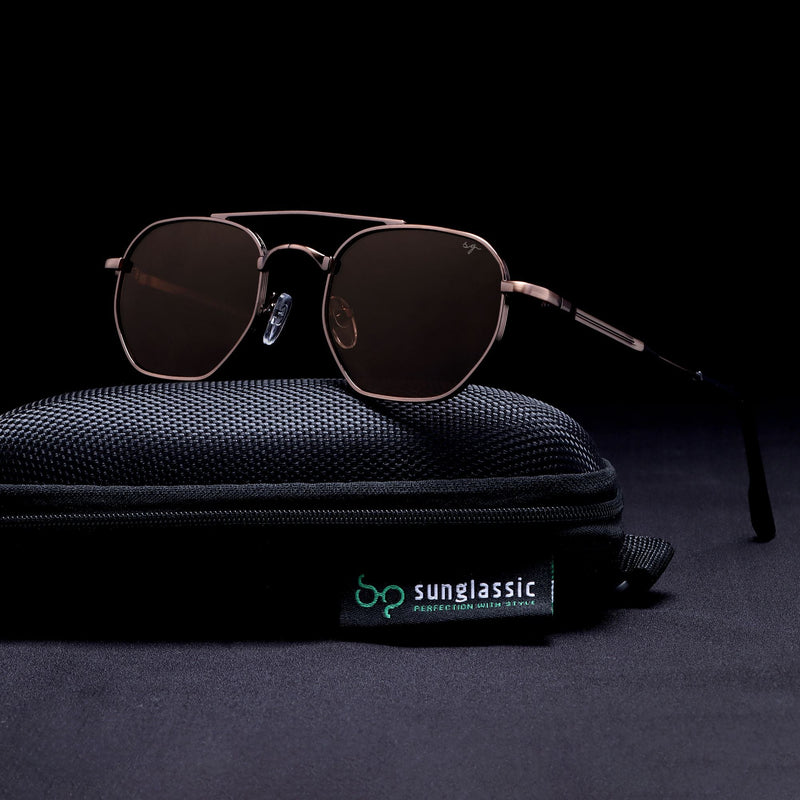 Phantom Gun Brown Hexagon Sunglasses