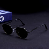 Phantom Gun-Silver Green Hexagon Sunglasses