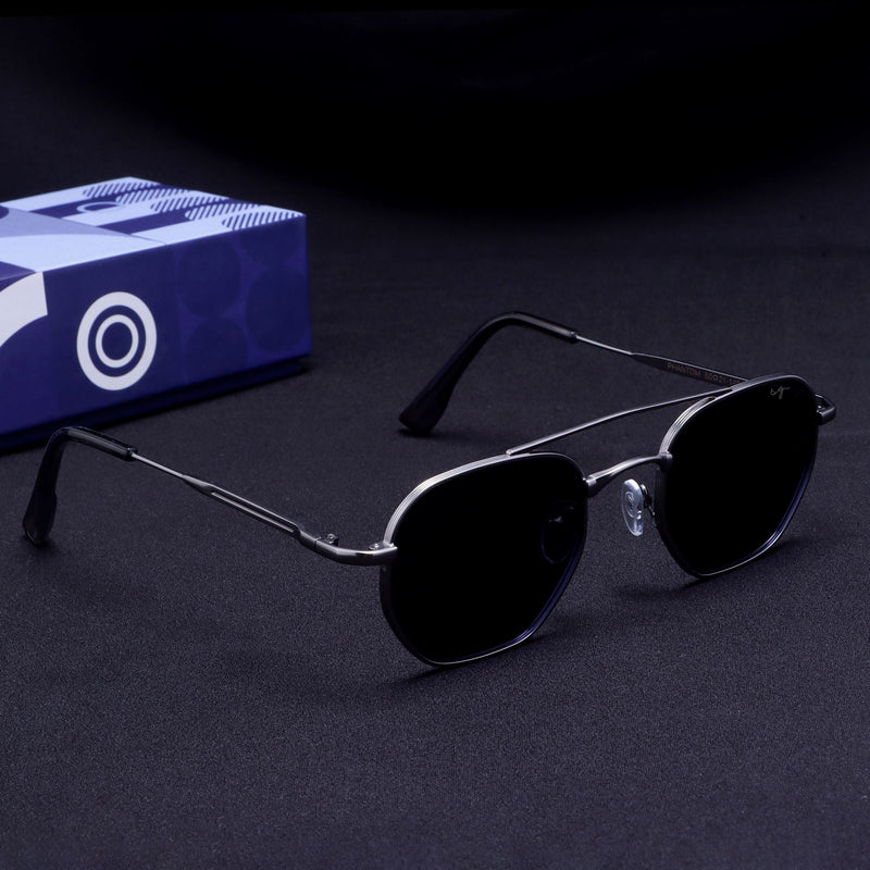 Phantom Siver Blue Hexagon Sunglasses