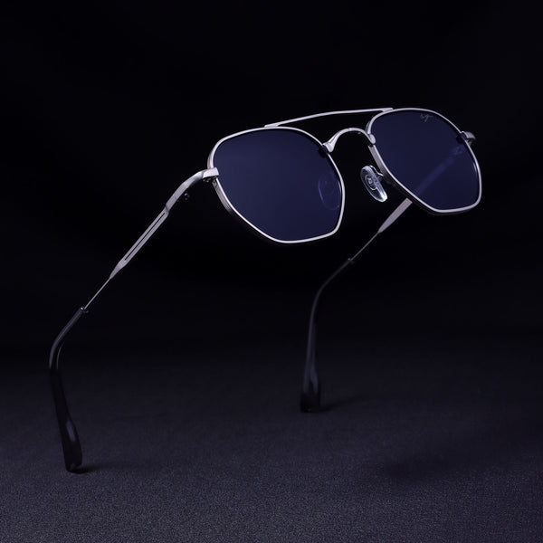 Phantom Siver Blue Hexagon Sunglasses