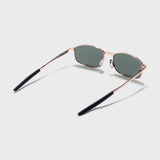 Swiftor Gold Green Polarized Rectangle Sunglasses | UV400