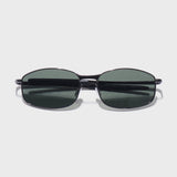 Swiftor Gun Black Green Polarized Rectangle Sunglasses | UV400