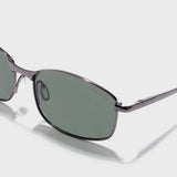 Swiftor Gun Black Green Polarized Rectangle Sunglasses | UV400