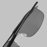 Swiftor Silver Black Polarized Rectangle Sunglasses | UV400