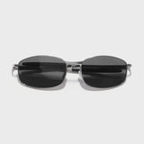 Swiftor Silver Black Polarized Rectangle Sunglasses | UV400