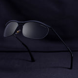 Champion Full Black Polarized Rectangle Sunglasses for Men | UV400