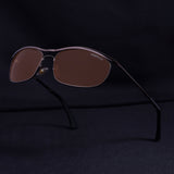 Champion Gun Brown Polarized Rectangle Sunglasses for Men | UV400