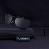 Champion Full Black Polarized Rectangle Sunglasses for Men | UV400